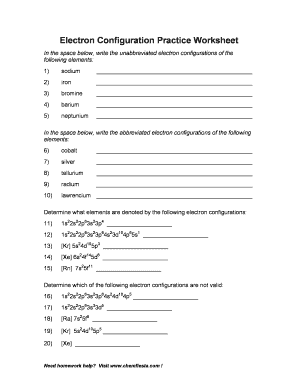 Electron Configuration Practice Worksheet  Form