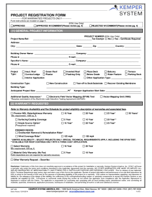  Project Registration Form KEMPER SYSTEM 2014