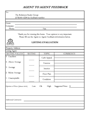 Agent Feedback Form