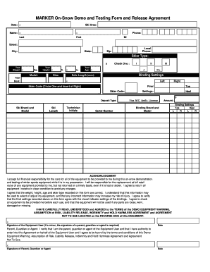 Marker Binding Release Form Village Ski Loft