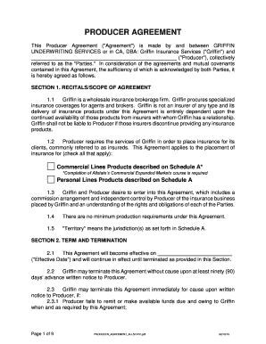 Producer Agreement  Form