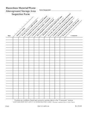 Hazardous MaterialsWaste Storage Area Inspection Form