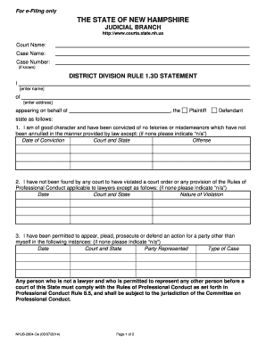 Nh District Division Rule 1 3d  Form