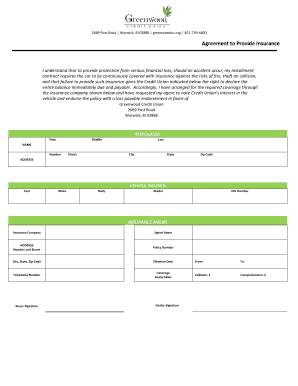 Agreement to Provide Insurance PDF  Form