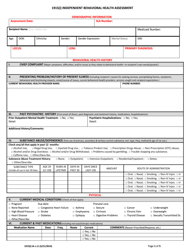  1915 I Independent Behavioral Health Assessment 2014-2024