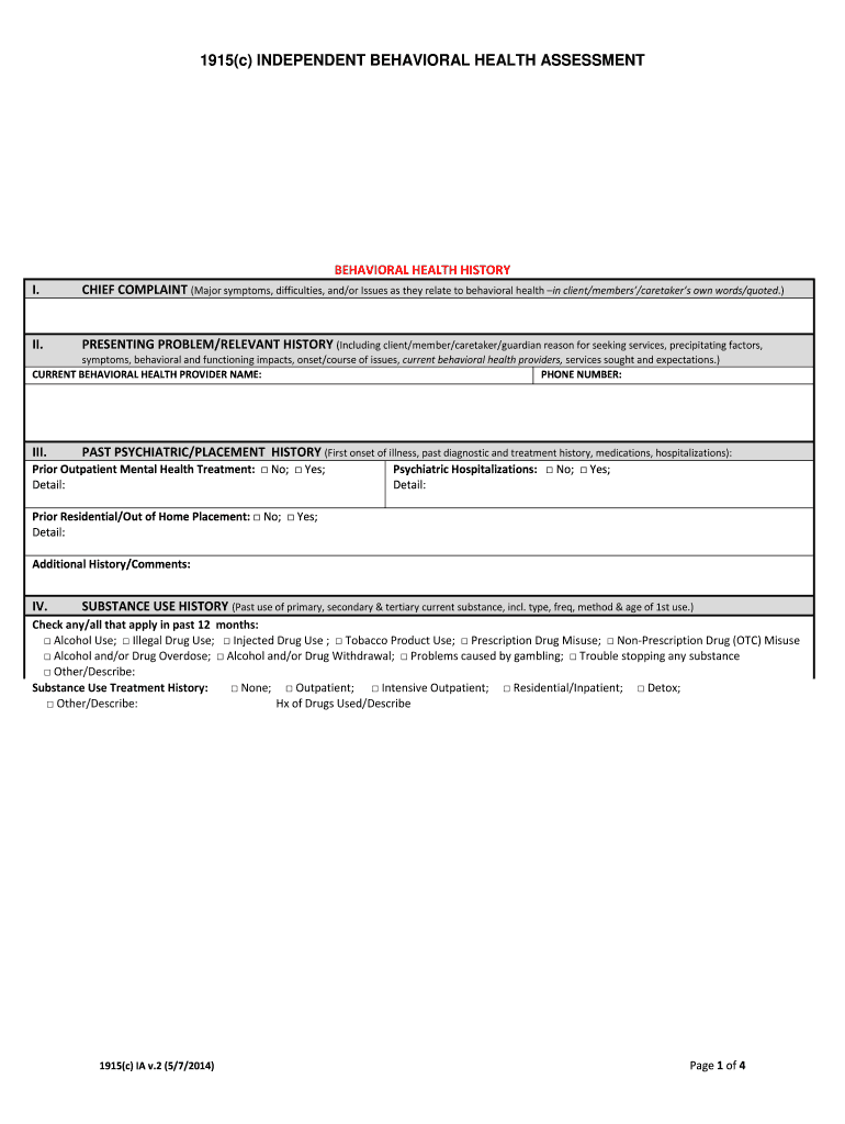  Louisiana 1915 C Assessment Form 2014-2024