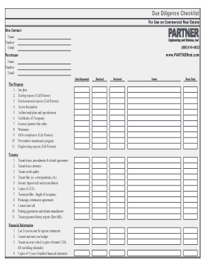 Commercial Real Estate Checklist PDF  Form