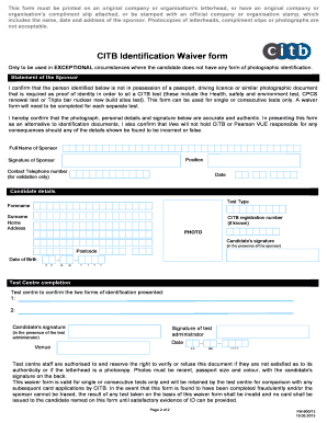 Get and Sign CITB Identification Waiver Form 2018-2022