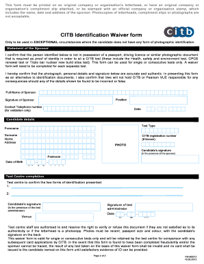  CITB Identification Waiver Form 2018