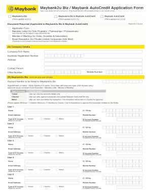 Maybank2u Biz Application Form