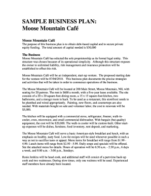 Moose Mountain Cafe Form