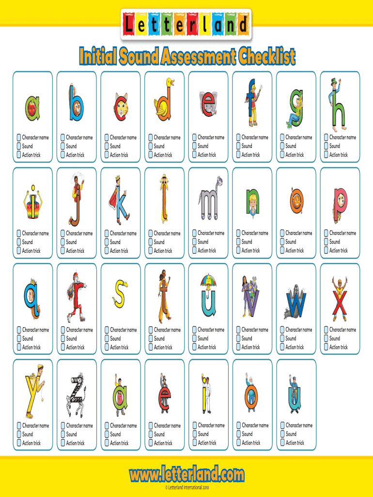 Initial Sound Assessment Checklist  Form