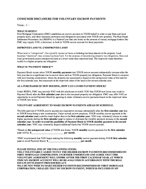 Consumer Disclosure for Voluntary Escrow Account Payments  Form