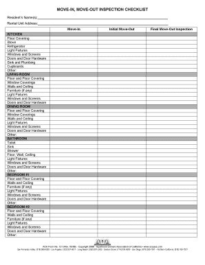 Enter Exit Checklist City Park Apartments  Form