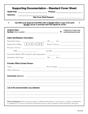 Supporting Documentation Standard Cover Sheet  Form