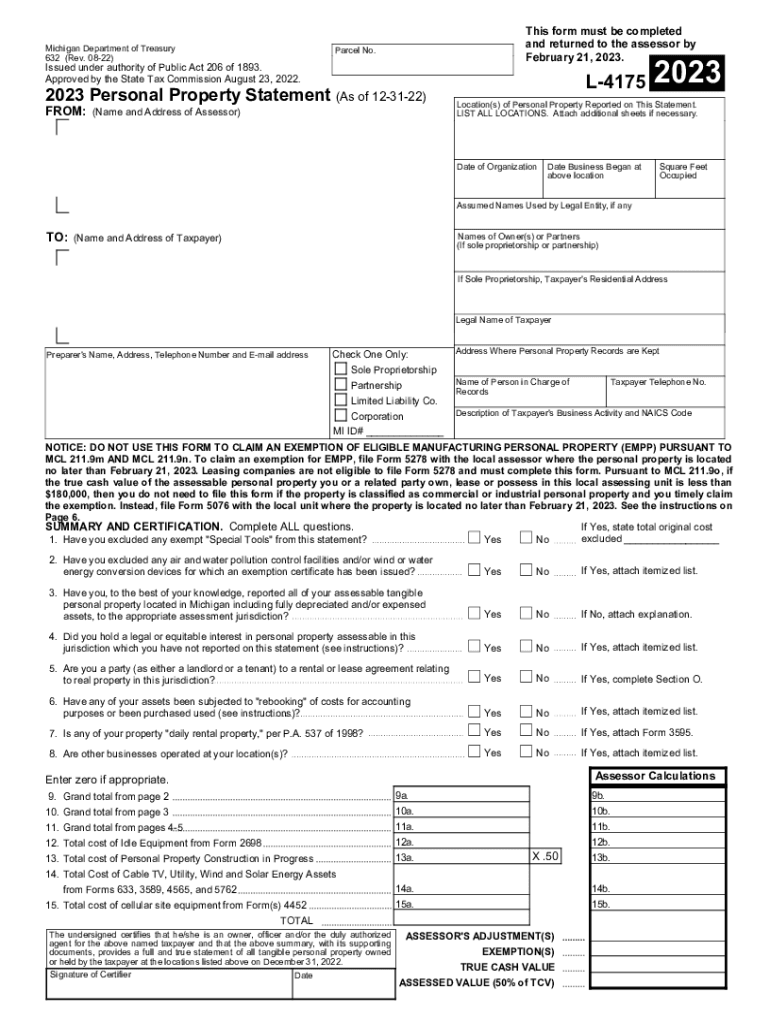  Www Coursehero Comfile118749893Personal Property Statement Form PDF Reset Form Michigan 2023-2024