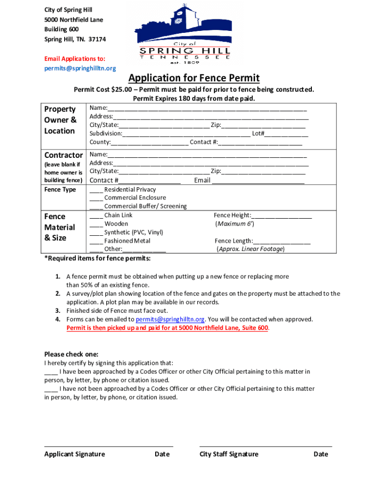 Find Fence Permit Search Fence Permit  Form