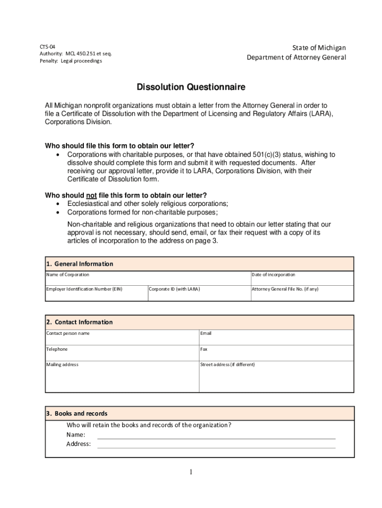  Dissolution Questionnaire 2015-2024