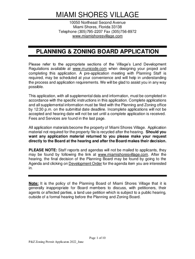 MIAMI SHORES VILLAGE Town Hall 10050 NE 2nd Ave, Miami Shores, FL  Form