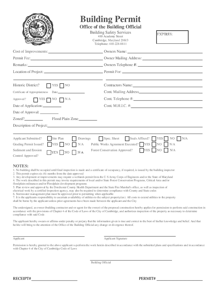 Forms, Permits &amp;amp; OrdinancesCambridge, MD