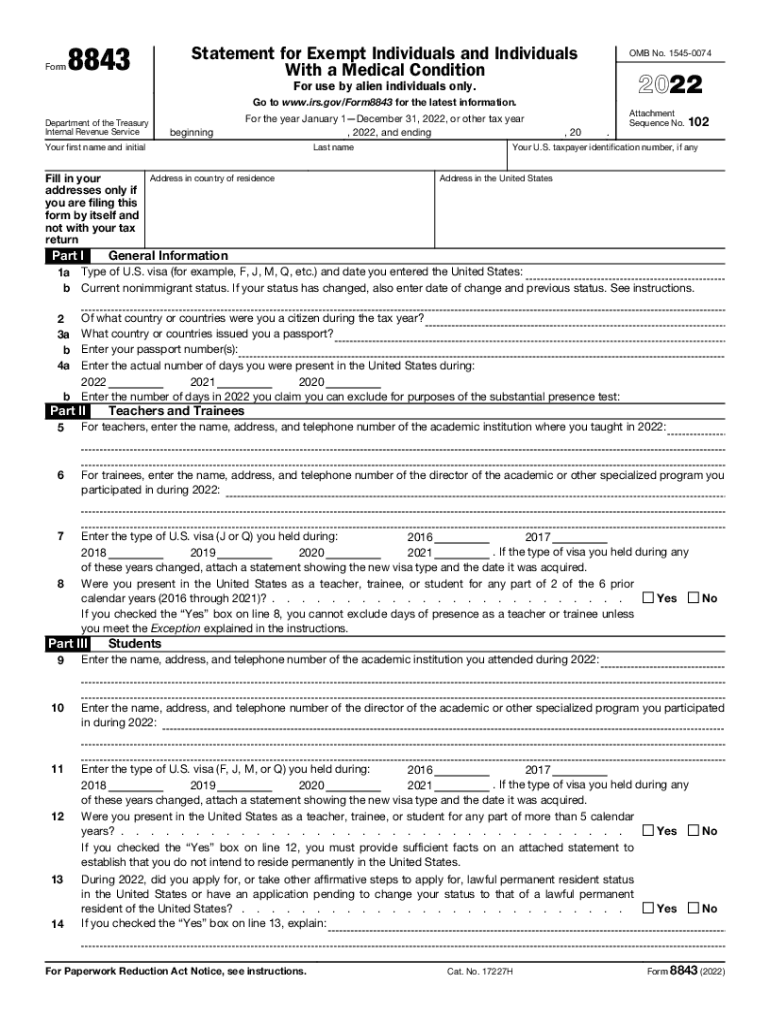 About Form 8843, Statement for Exempt Individuals and Individuals WithAbout Form 8843, Statement for Exempt Individuals and Indi