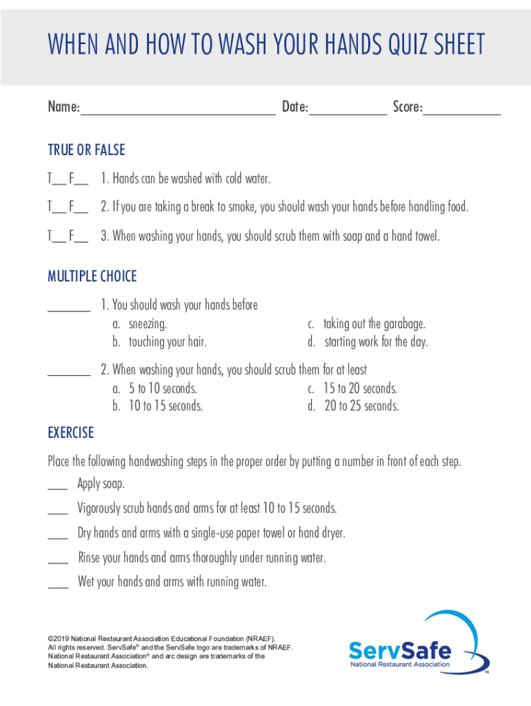  Get When and How to Wash Your Hands Quiz Sheet US Legal Forms 2019-2024