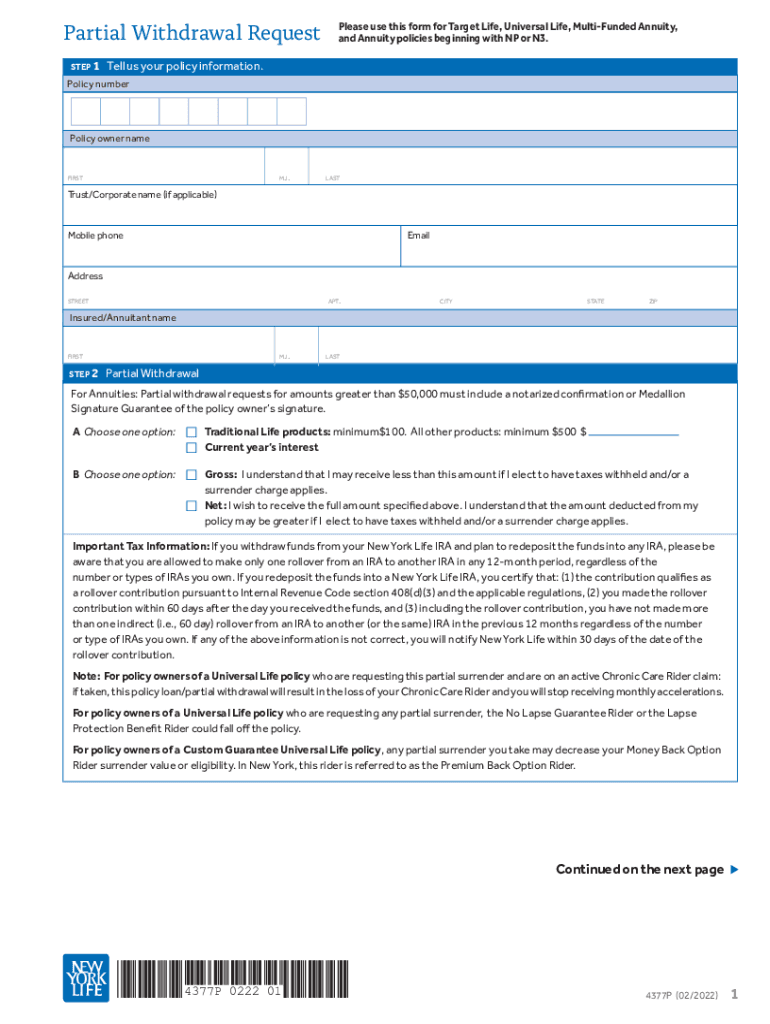  New York Life Surrender Form 2022-2024