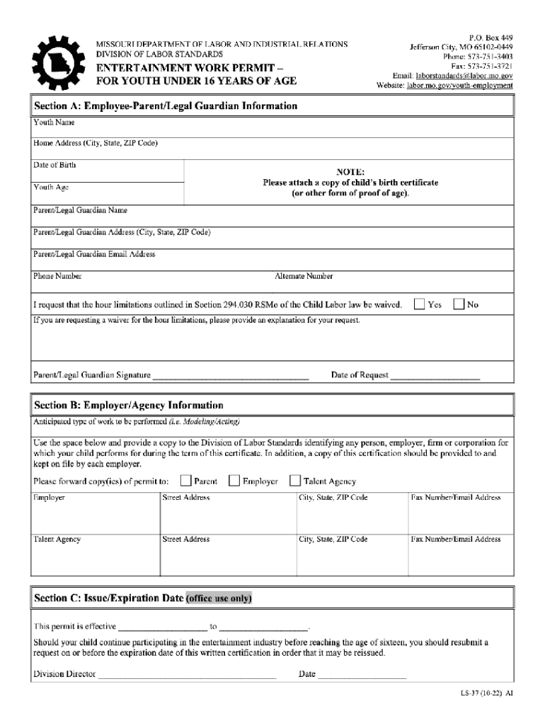 Workers Permit Missouri  Form