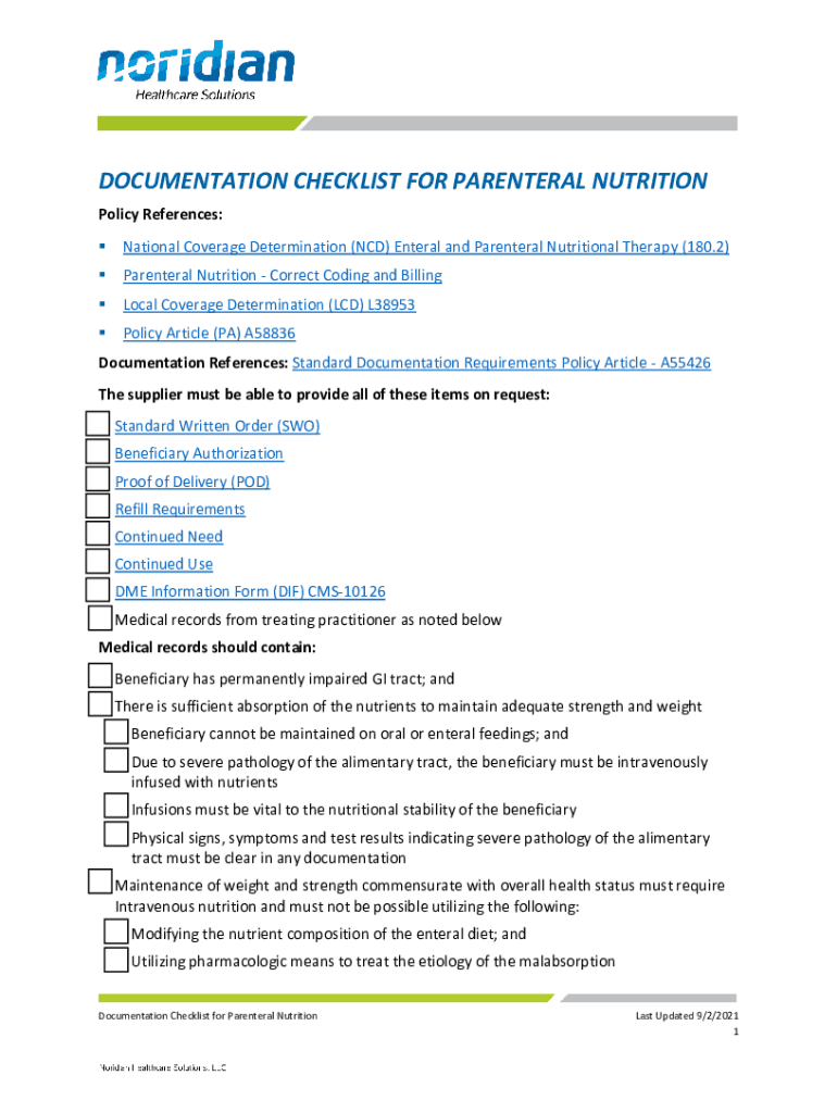  LCD Parenteral Nutrition L38953 Centers for Medicare &amp;amp; Medicaid 2021-2024