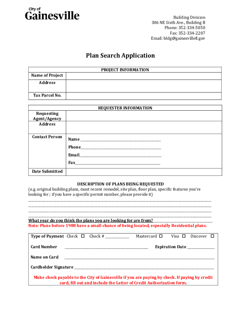 Building Application Process Welcome to the City of Gainesville  Form