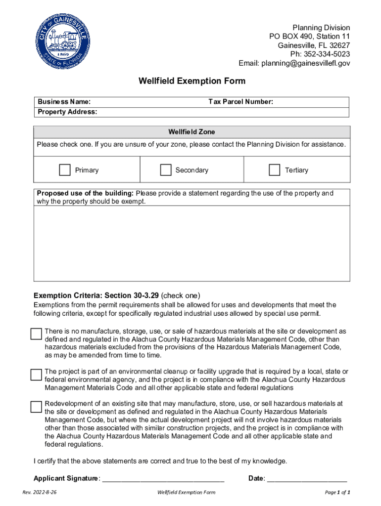 Zoning Verification Form ZVF Gainesville, Fl