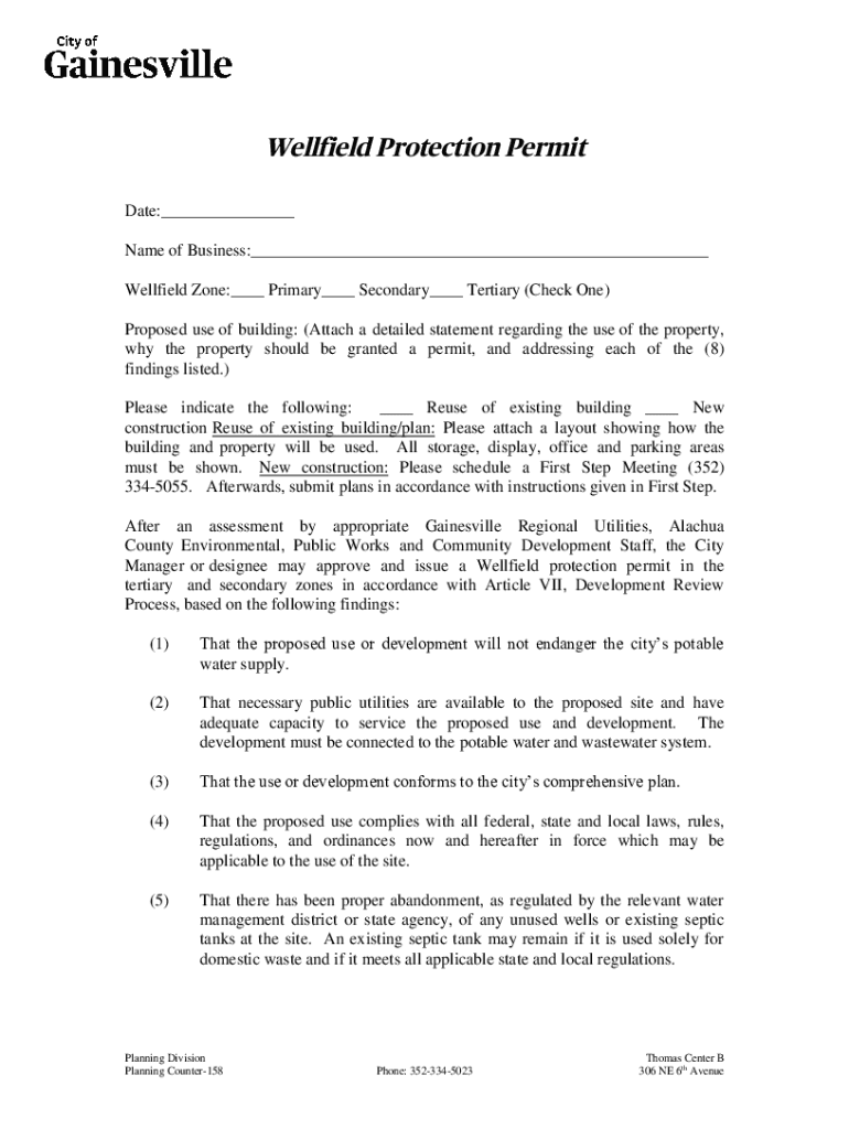 Wellfield Wellfield Broward County, FloridaWellfield Protection Areas Miami Dade CountyWellfield Protection Government of New Br  Form