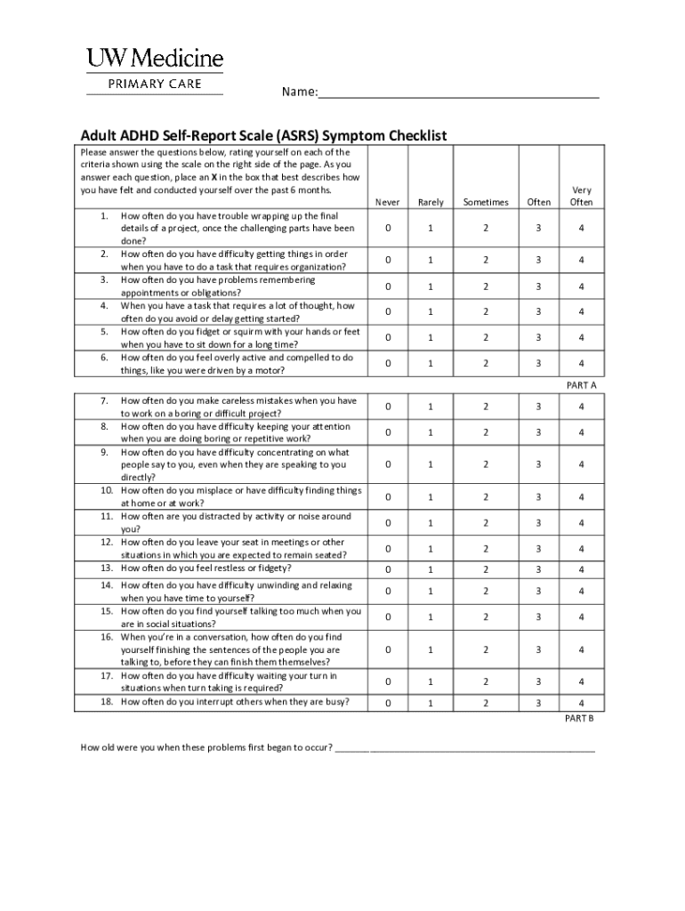 NameAdult ADHD Teleport Scale ASKS Symptom C  Form