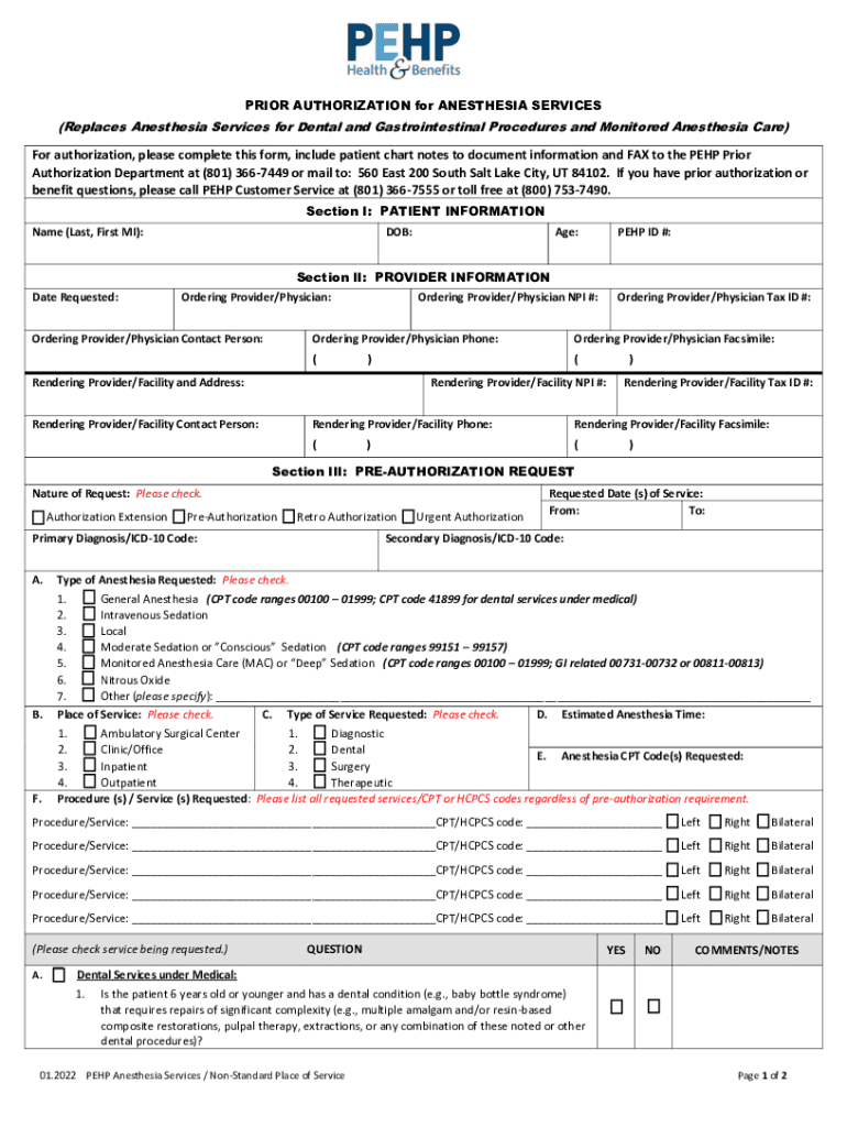  PRIOR AUTHORIZATION for ANESTHESIA SERVICES for DENTAL Fill airSlate SignNow 2022-2024