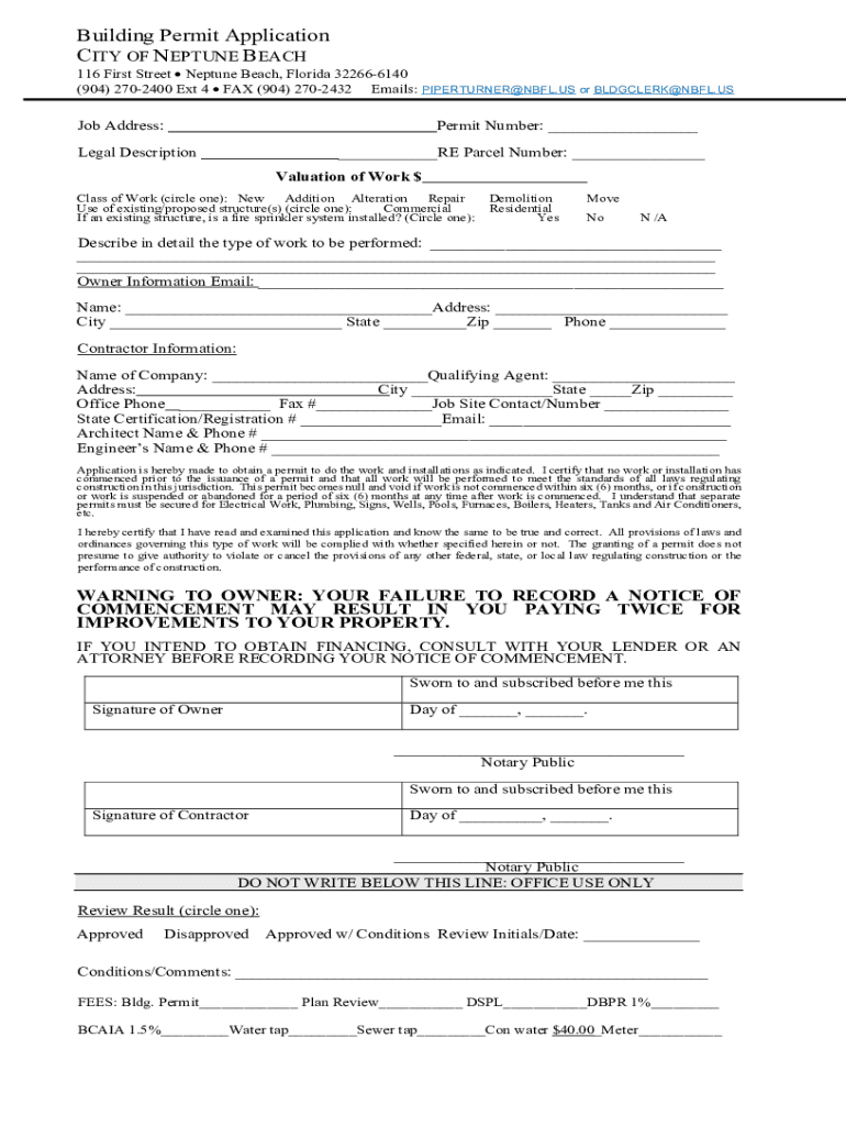 Neptune Beach Permit Search  Form