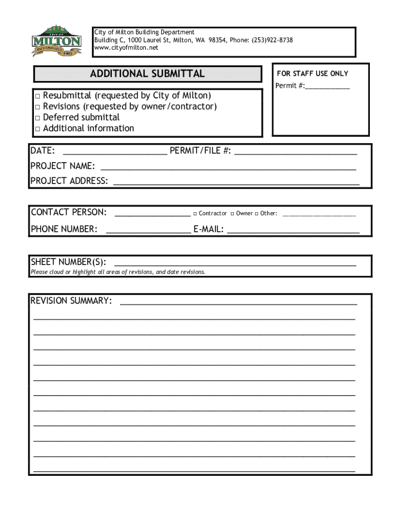 Additional Submittal Form