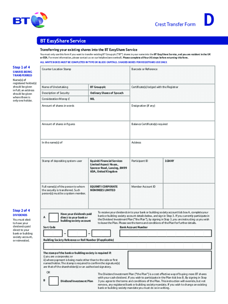 Service Crest Transfer  Form