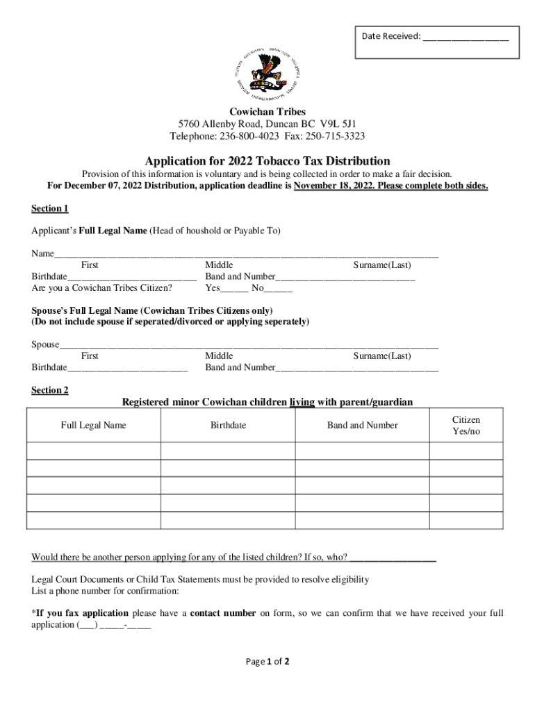  Cowichan Tobacco Tax Distribution 2022-2024