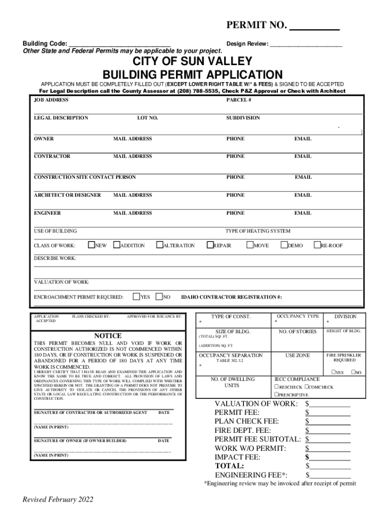 Sunvalleyidaho GovverticalSitesBuilding Code Design Review Other State and Federal Permits  Form