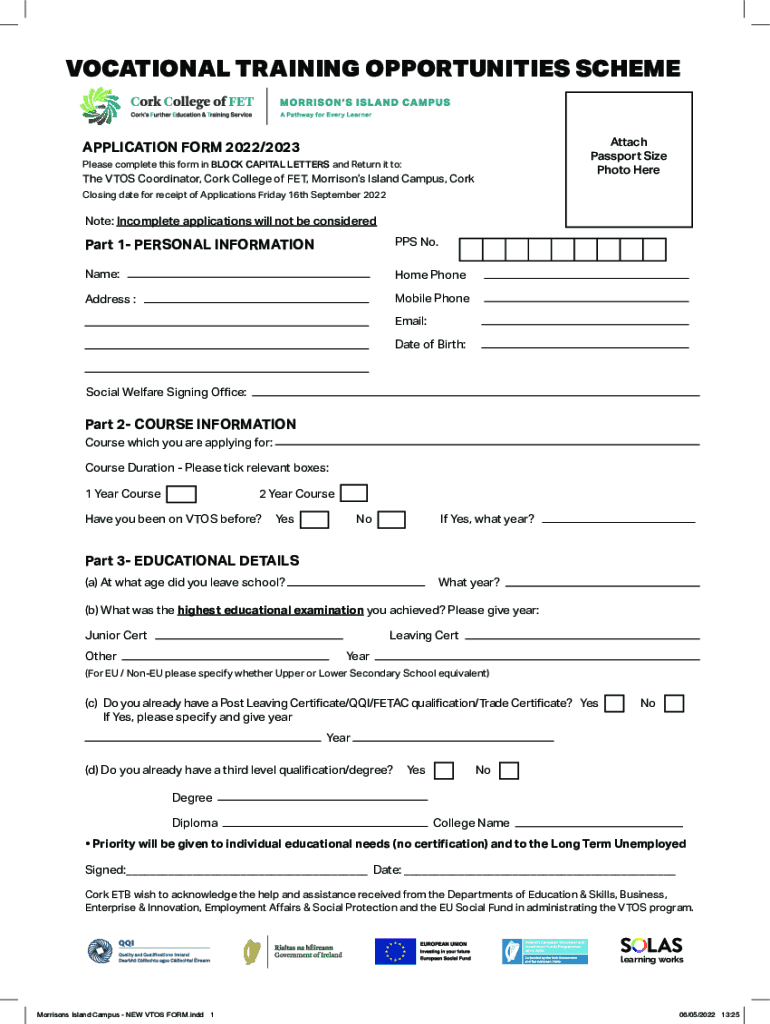 Morrisons Island Campus NEW VTOS FORM Indd