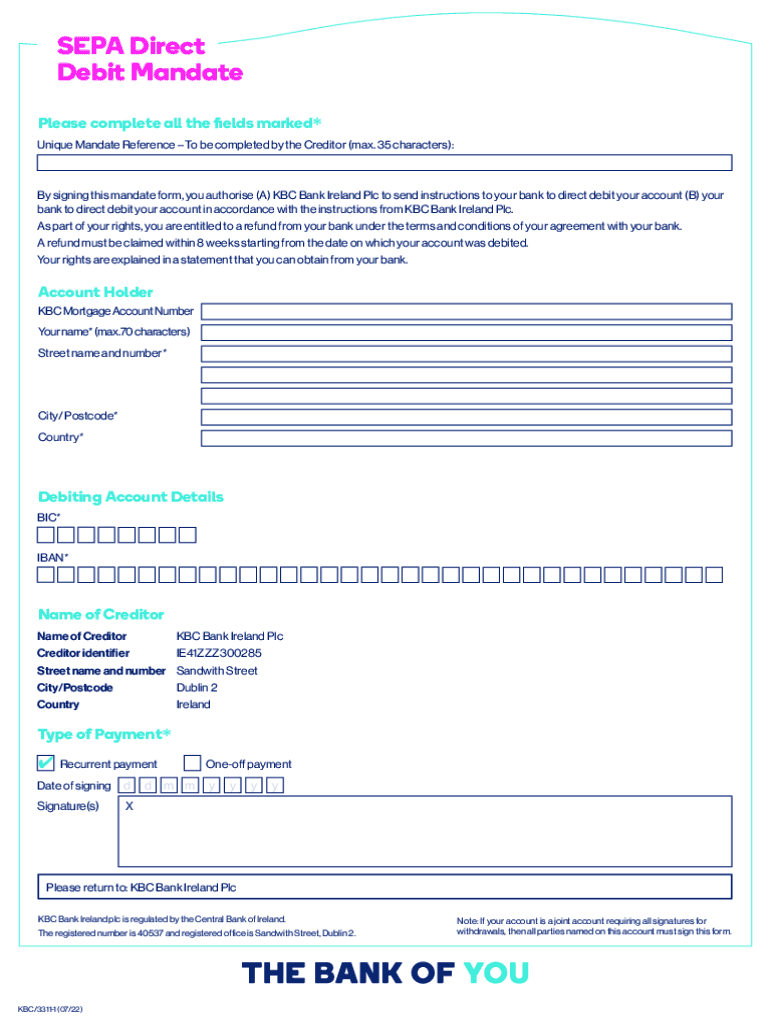  the SEPA Direct Debit Mandate FormExplained Allied Irish Banks 2022-2024