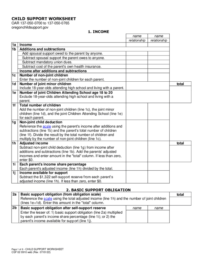  Manuals Dshs Wa GovsitesdefaultChild Support Worksheet CSF 020910 Washington 2022-2024