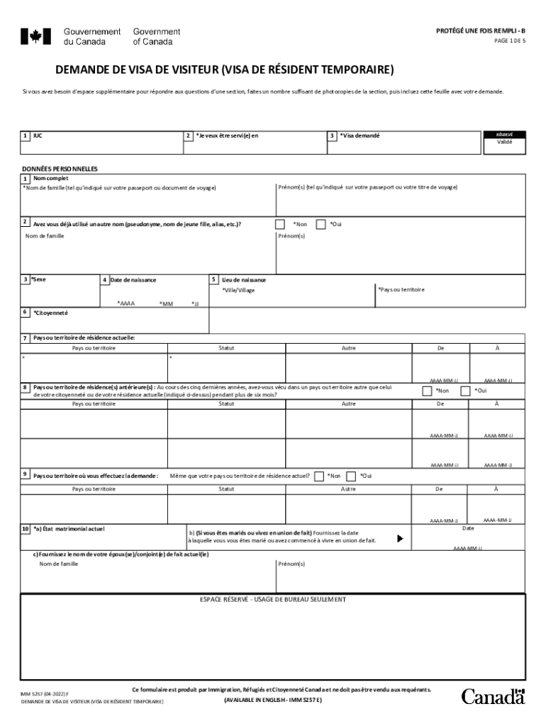  Demande De Visa De Visiteur Visa De Rsident Temporaire VRT C IC 2022