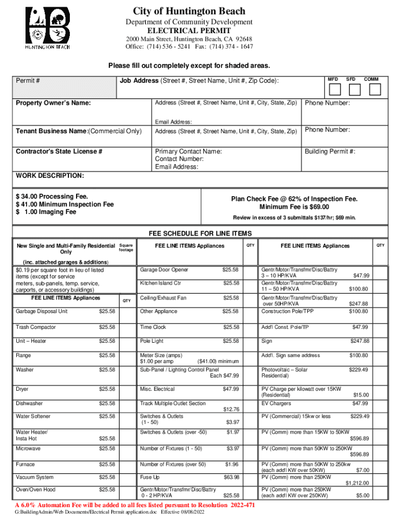 Fill IoCITY of HUNTINGTON BEACH DEPARTMENT OFCITY of HUNTINGTON BEACH DEPARTMENT of COMMUNITY Fill  Form