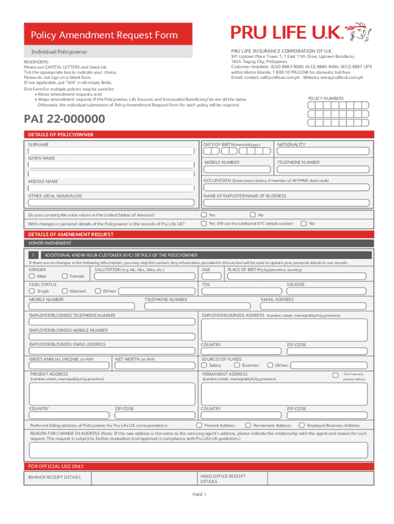 2022Policy Amendment Request Form for Individual PO V3