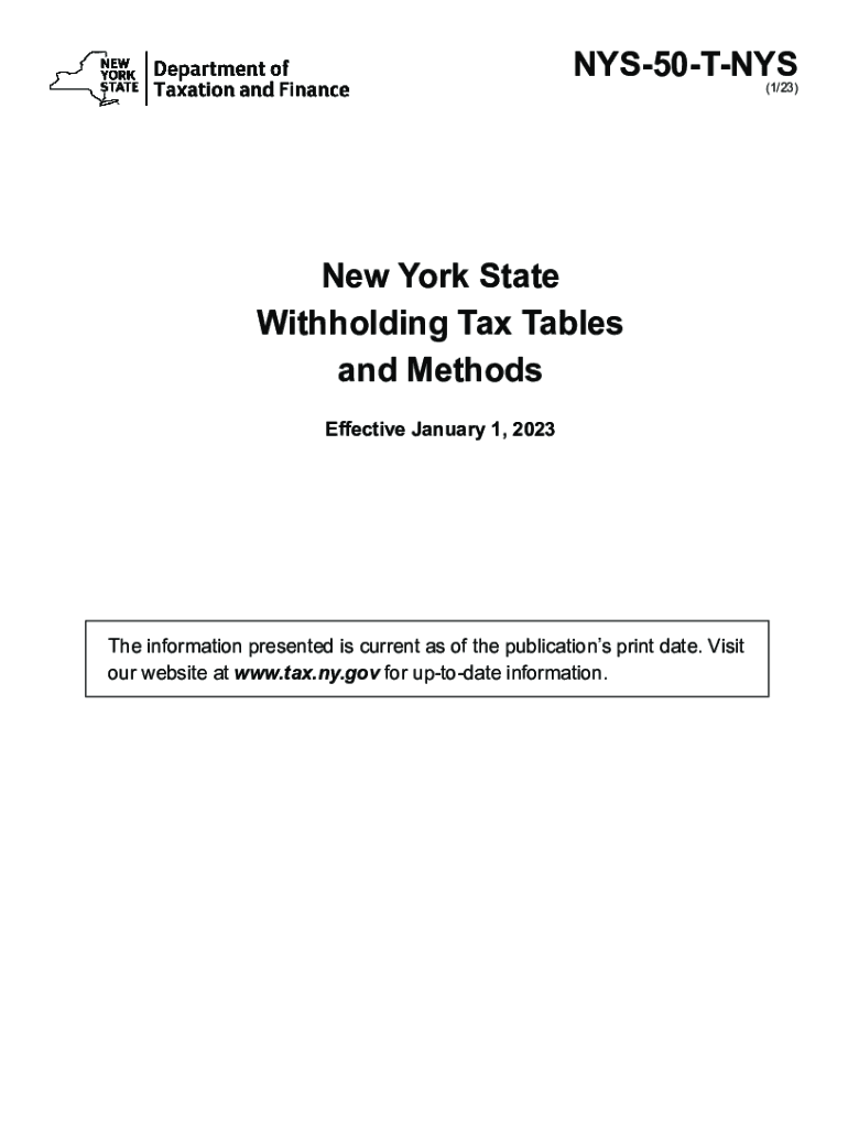  NYS 50 T NYS New York State Withholding Tax Tables and Methods Revised 123 2023-2024