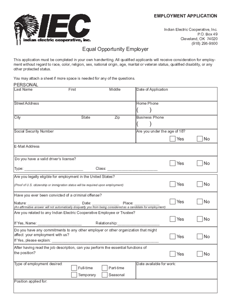 Opengovus Comtax Exempt730297135Indian Electric Cooperative IncPo Box 49, Cleveland, OK  Form