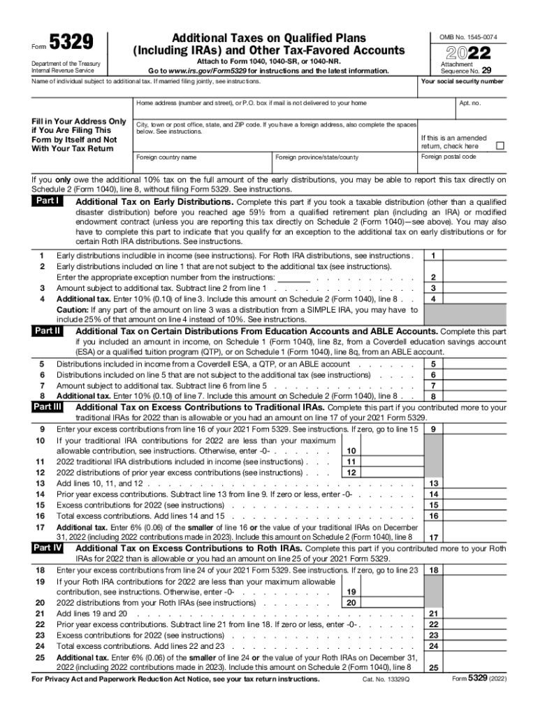  About Form 5329, Additional Taxes on Qualified Plans Including IRAs 2022