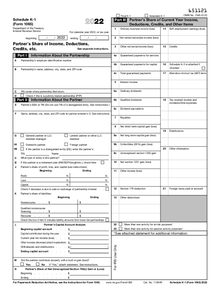  Part III Partners Share of Current Year Income, IRS Tax Forms 2022-2024