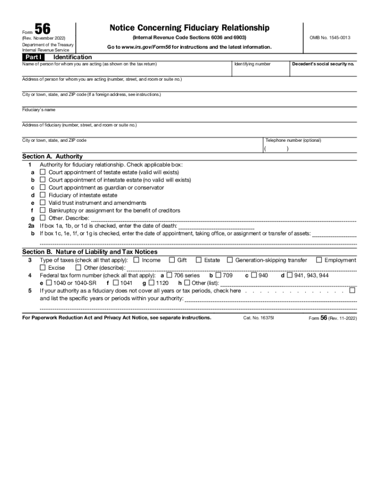  About Form 56, Notice Concerning Fiduciary RelationshipInternal 2022-2024